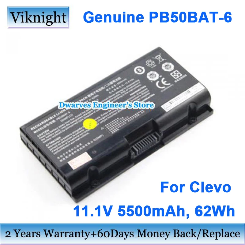 

Genuine 11.1V 5500mAh 62Wh Battery PB50BAT-6 3INR19/66-2 for Clevo PB71EF-G PB70EF-G PB51RF-G Powerspec 1520 1720 Sager NP8371