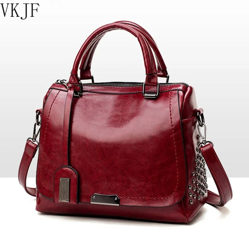 

2021 Vintage Rivet Handbags PU Leather Women Bag Sequined Shoulder Bag Designer Women Leather Handbags Luxury Ladies HandBag