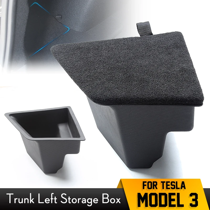 

Update Rear Trunk Left Side Storage Box For 2021 Tesla Model 3 Space Fire Extinguisher Partition Decoration Styling Accessories