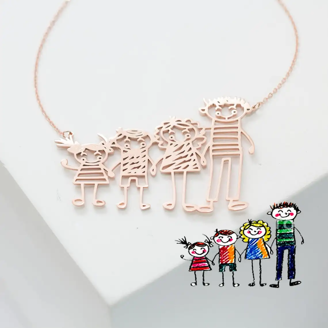

Customized Children's Drawing Necklace Kid's Artwork Personalized Necklac Stainless Steel Custom Design Name Choker Jewelry Gifs