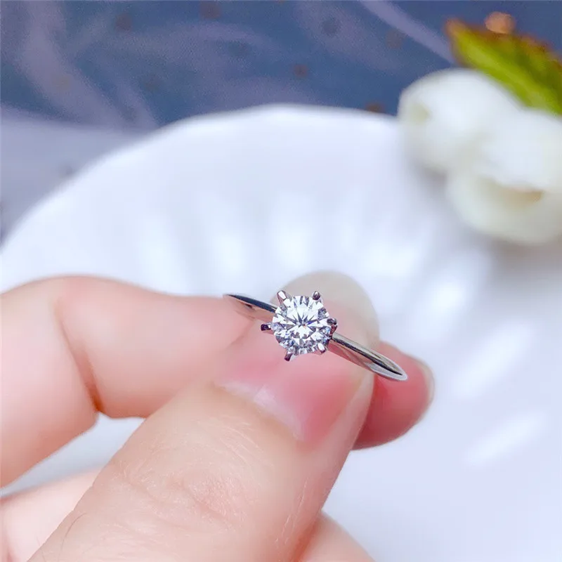 Женское кольцо Moissanite ювелирное изделие в классическом стиле из серебра 925 пробы 0