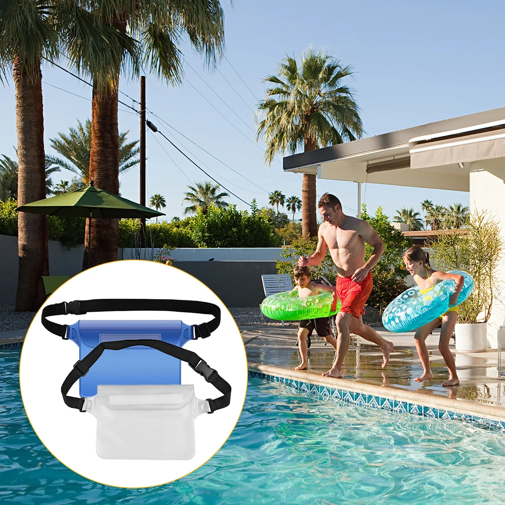 

2 Pack Beach Swimming Waterproof Pouch Waist Pack Universal Fanny Bag Wallet Phone Holder Underwater Case Water Proof Bag