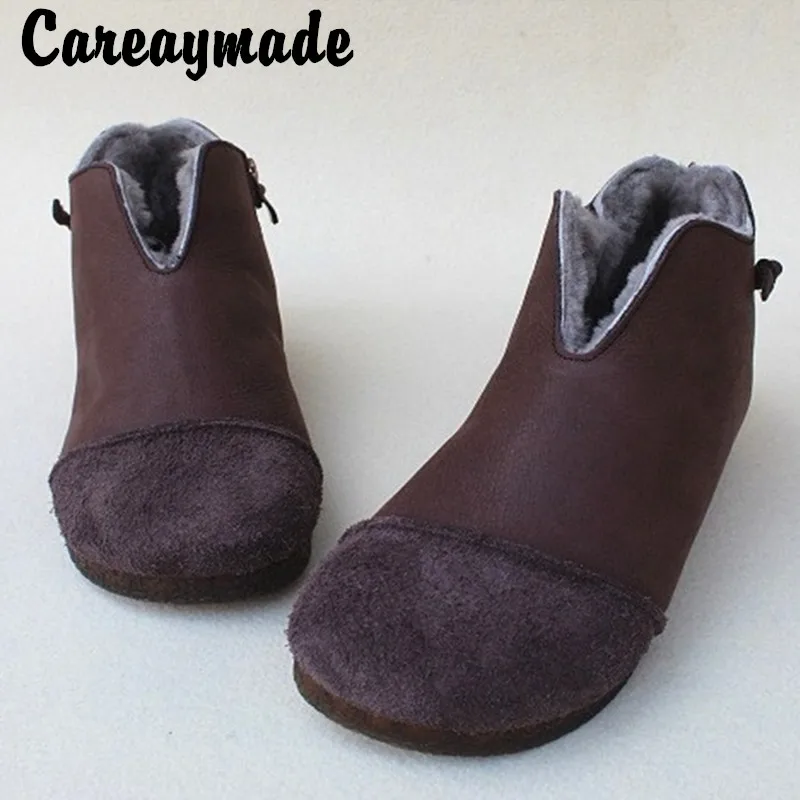 Новинка зимние утепленные короткие сапоги и ботильоны Careaymade из коровьей кожи