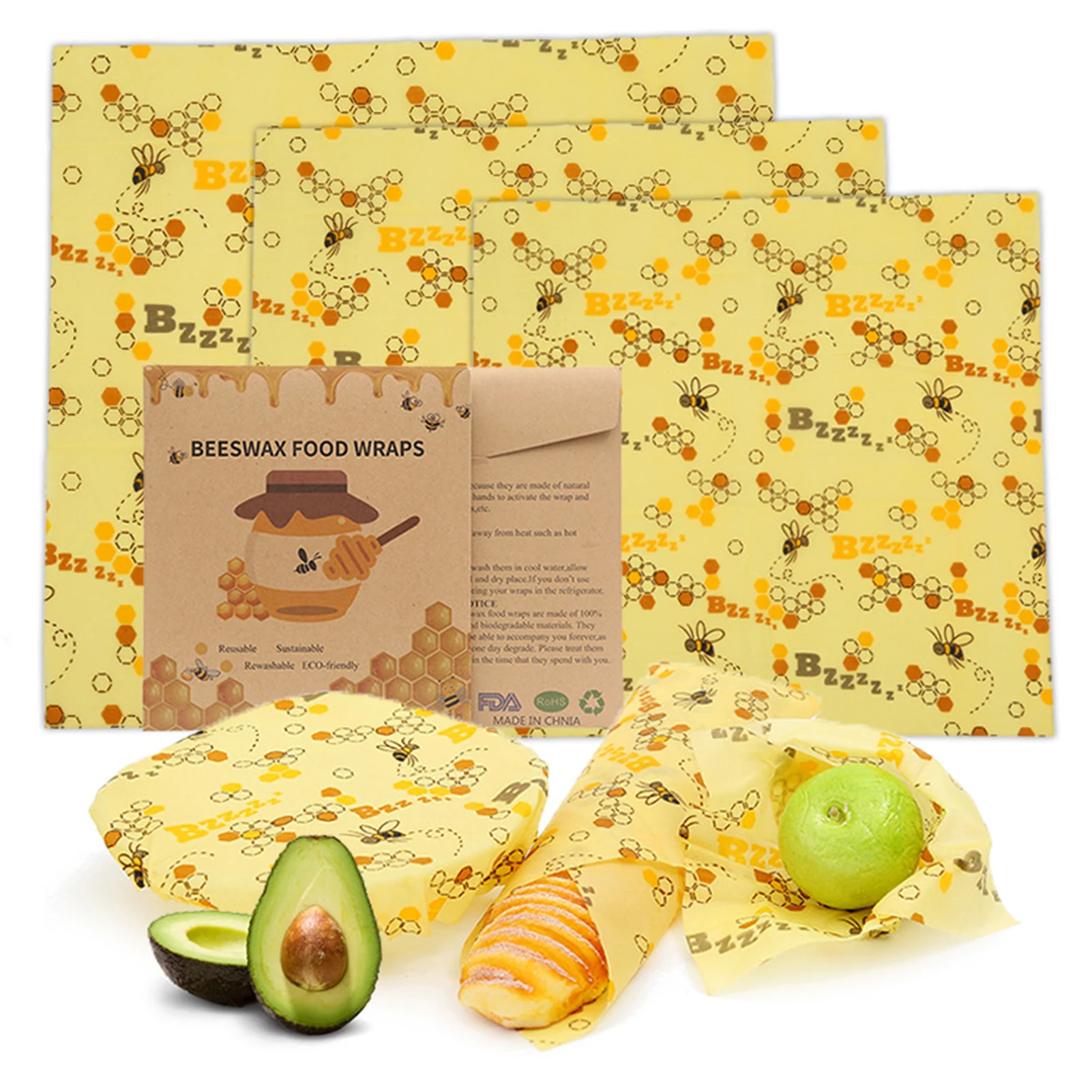 

Reusable Beeswax Food Wrap Organic Sandwich Cheese Food Wrapping Paper Keeping Fresh Stretch Seal Food Lid Cover Storage Wrap