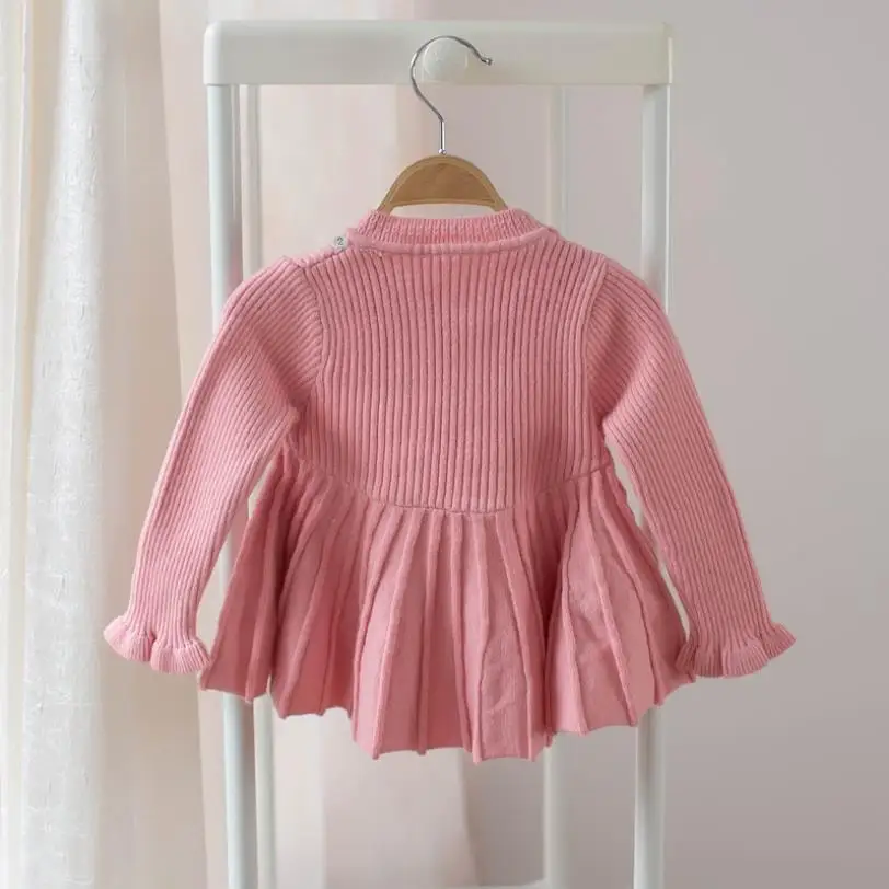 Трикотажное платье свитер для девочек осенне зимняя красная рубашка младенцев и