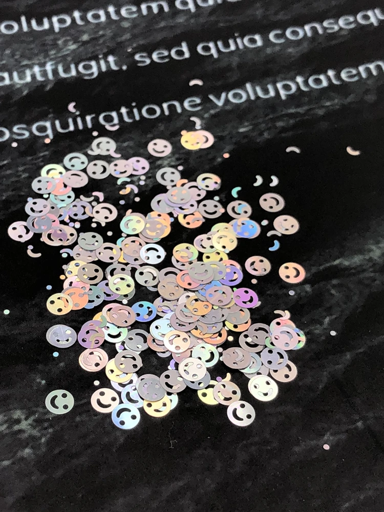 

10g 5mm smiling face ultrathin PET paillettes laser sequin 3D Nails Art Manicure weddding Lentejuelas DIY decoration confetti