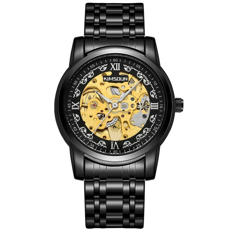KIMSDUN мужские модные повседневные деловые автоматические механические часы полые