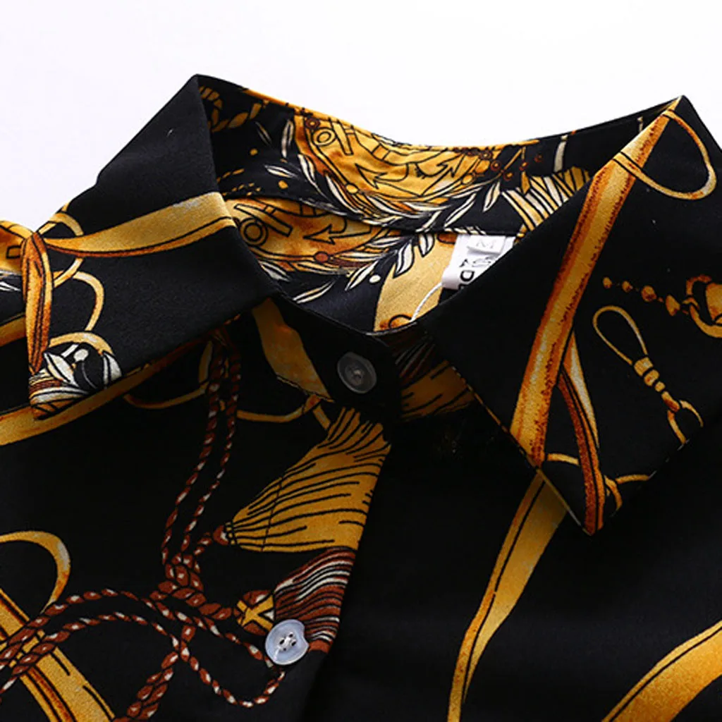 

Fashion Chiffon Shirt Women Loose Long Sleeve Printed Turn-down Button Shirts Summer Blouse Working Office Chiffon Blouses