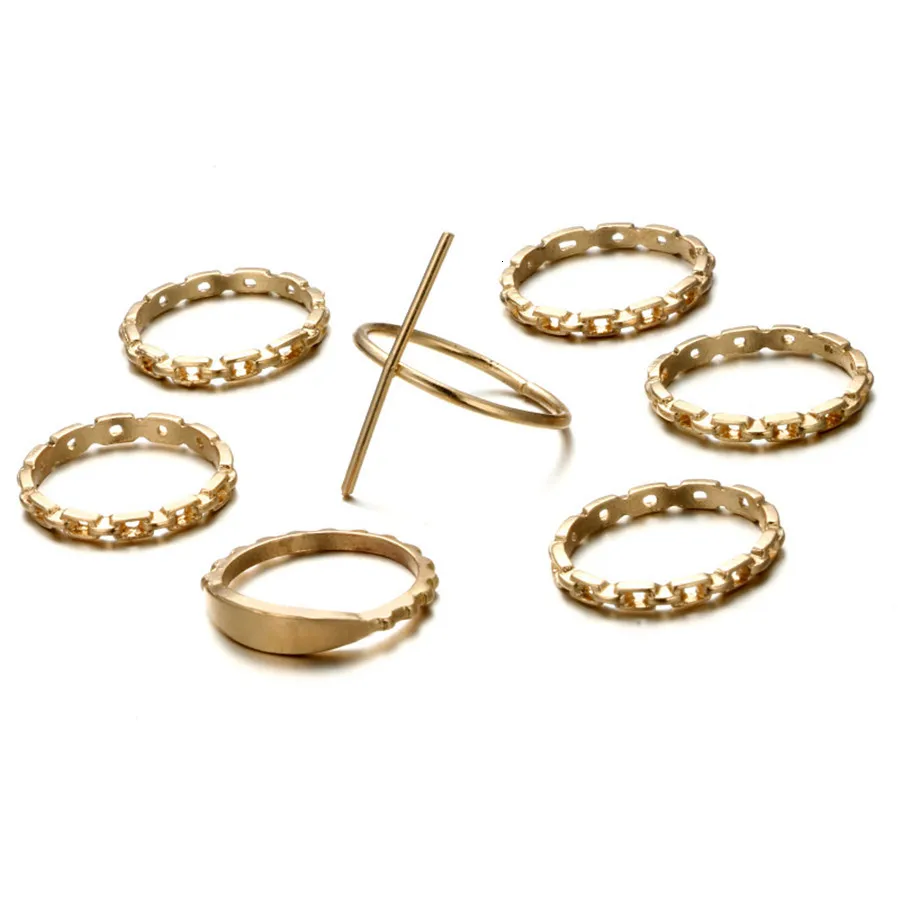 RAVIMOUR модный Anillos Mujer золотого цвета кольцо на костяшки пальцев набор большой крест цепь дизайн турецкие женские ювелирные изделия в стиле панк, бохо кольца на палец