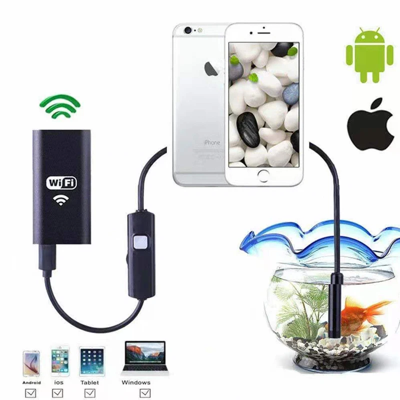 Скидка Подводная камера для рыбалки, HD визуальная Водонепроницаемость IP68, Wi-Fi, подключение к телефону, планшет, 8 светодиодов, подсветка, рыболокато...