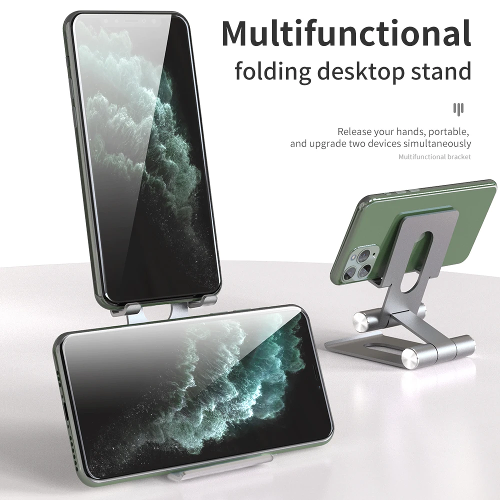 

Cell Phone Stand, Fully Foldable, Adjustable Desktop Phone Holder Cradle Dock Compatible with Phone 11 iPad, Tablets All Phones