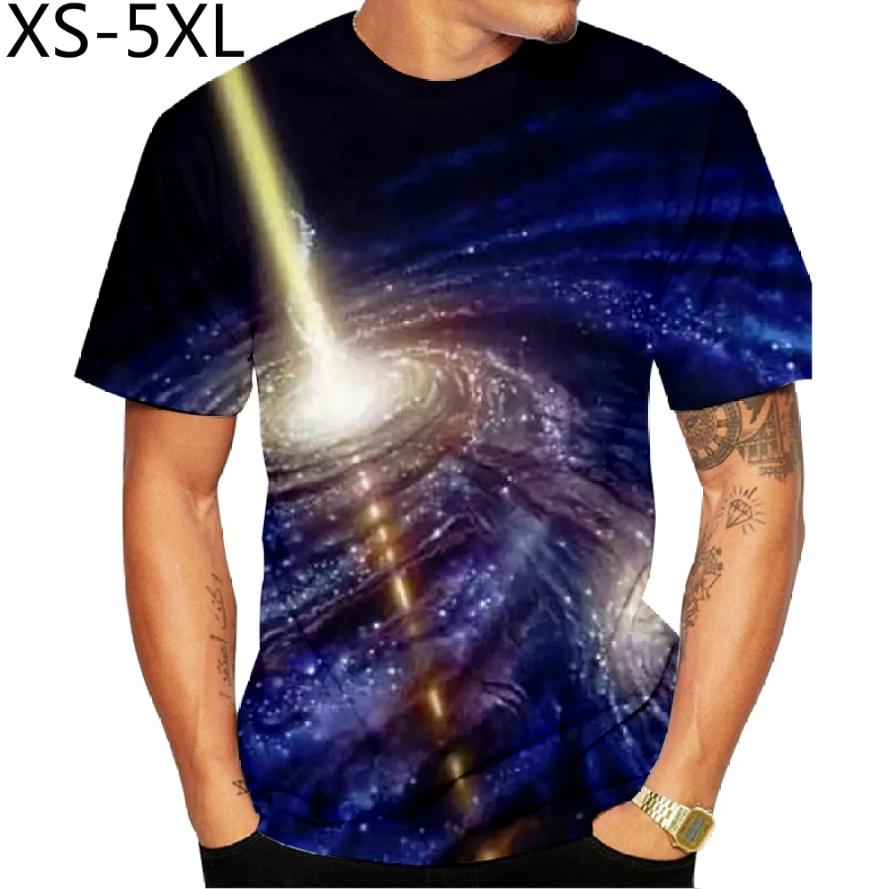 

Футболка мужская с 3D-принтом, с изображением Галактики, большие размеры, 2019, XS-5XL