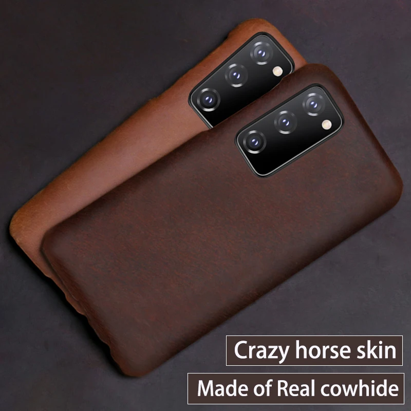 

Leather Phone Case For Samsung Galaxy S20 FE case For s20 plus Cowhide Cover For Note 20 Ultra Crazy Horse skin Case