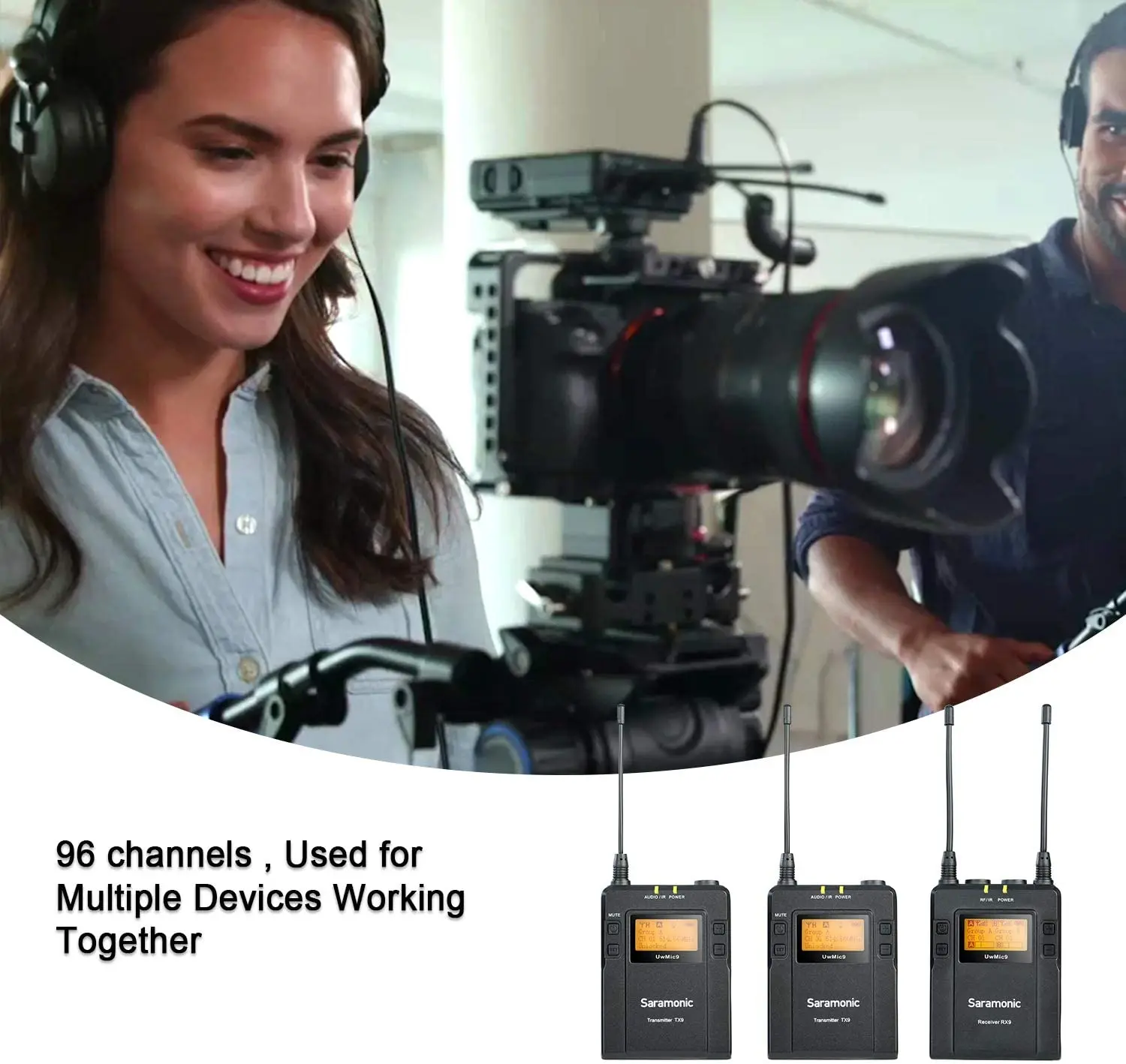 구매 Saramonic-UwMic9 96 채널 UHF 무선 소형 마이크 시스템, 송신기 2 개, 수신기 1 개
