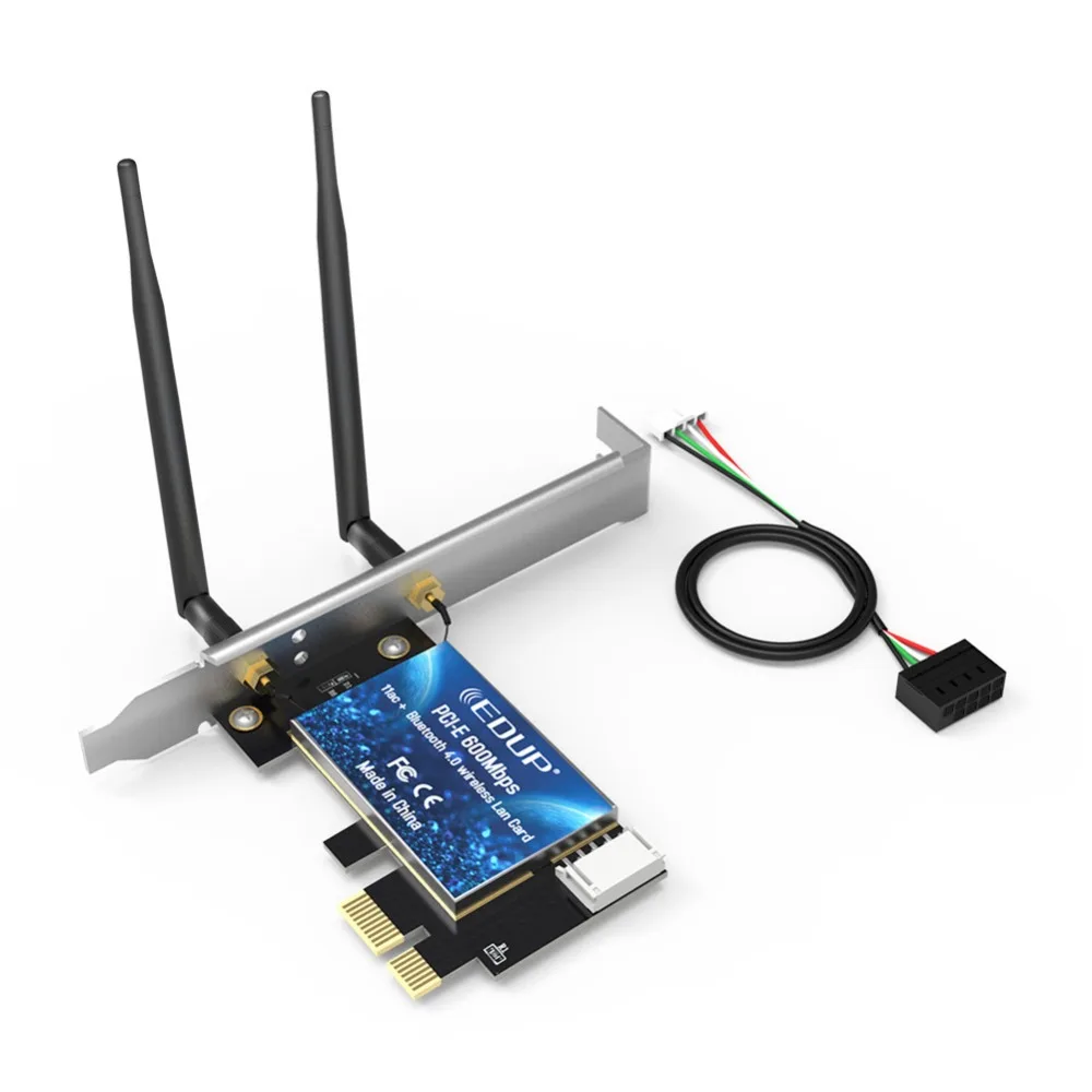 EDUP двухдиапазонный AC600 WiFi Bluetooth адаптер PCI Express 2,4 ГГц/5,8 ГГц с 2* 5DBi антенной ноутбук Wi-Fi Bluetooth сетевая карта