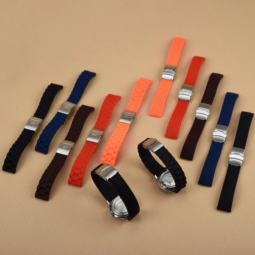 Ремешок силиконовый для наручных часов резиновый водонепроницаемый браслет с