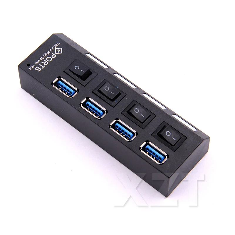 Новейший мини-usb 3,0 концентратор 4 порта 5 Гбит/с высокоскоростной концентратор USB usb-хаб с переключателем вкл/выкл usb разветвитель Кабель-адаптер для портативных ПК