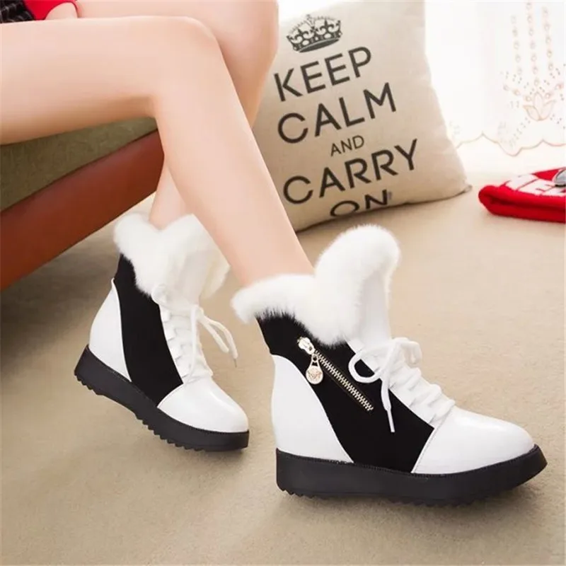 Женские зимние ботинки из натуральной шерсти с мехом модные теплые ботильоны