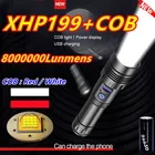 800000 яркий Мощный светодиодный фонарик XHP199, Перезаряжаемый USB фонарик светильник hp90.2, Мощный тактический фонарь 18650, светодиодный фонарь