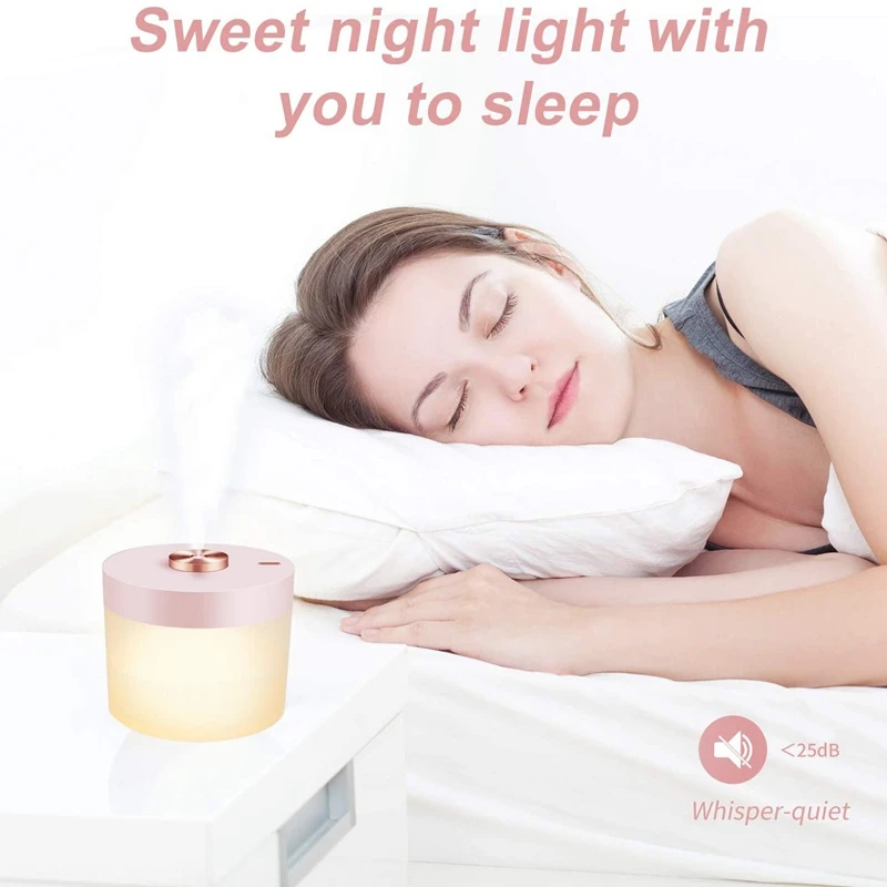 

Mini Humidifier, 780Ml Cool Mist Humidifier Wireless with Night Light for Baby Bedroom and Office Auto Power Off