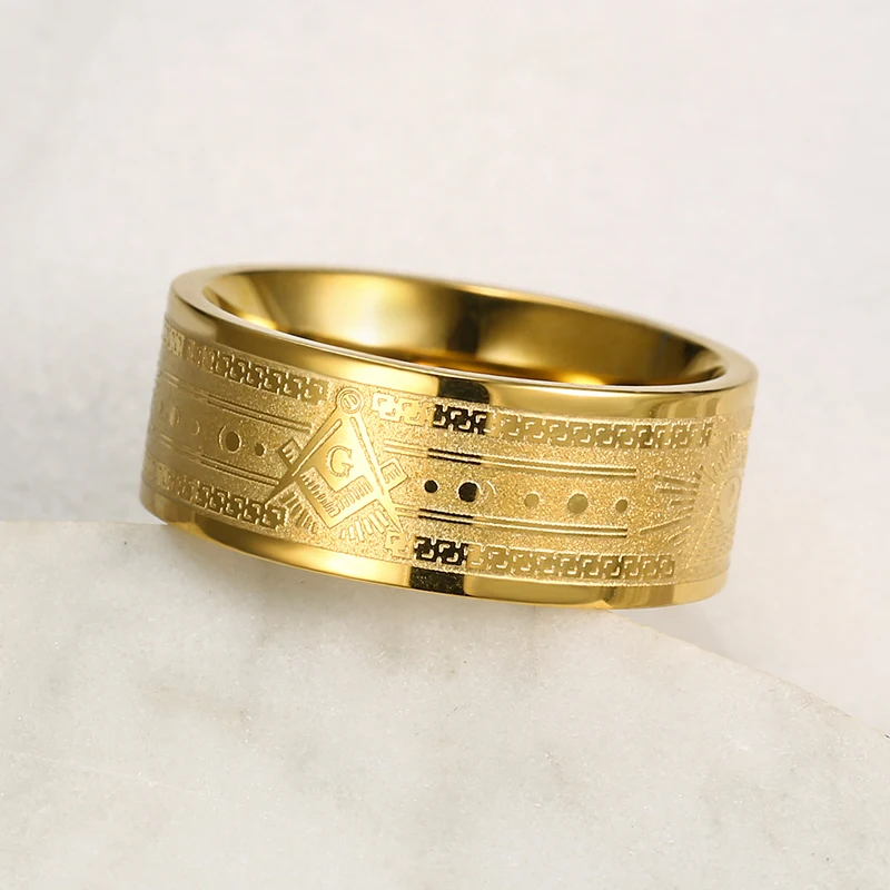 Блестящее Золотое кольцо с масонской вывеской для женщин и мужчин ювелирные