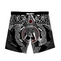 new fashion 3d print viking tattoo woman men summer beach loose shorts casual pants polyester v8