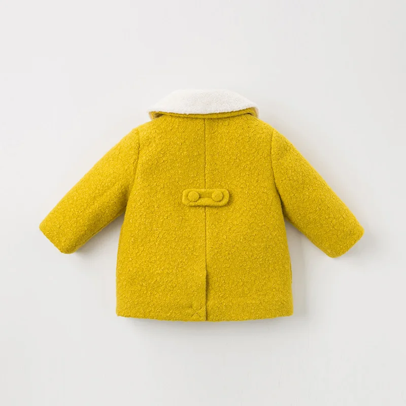 DB11632 dave bella/зимнее милое однотонное пальто с мехом на пуговицах для маленьких