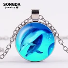 Подводный эльф SONGDA, ожерелье с дельфинами год, детское ожерелье на длинной цепочке с кабошоном из мультфильма, с изображением морских животных, ювелирные изделия