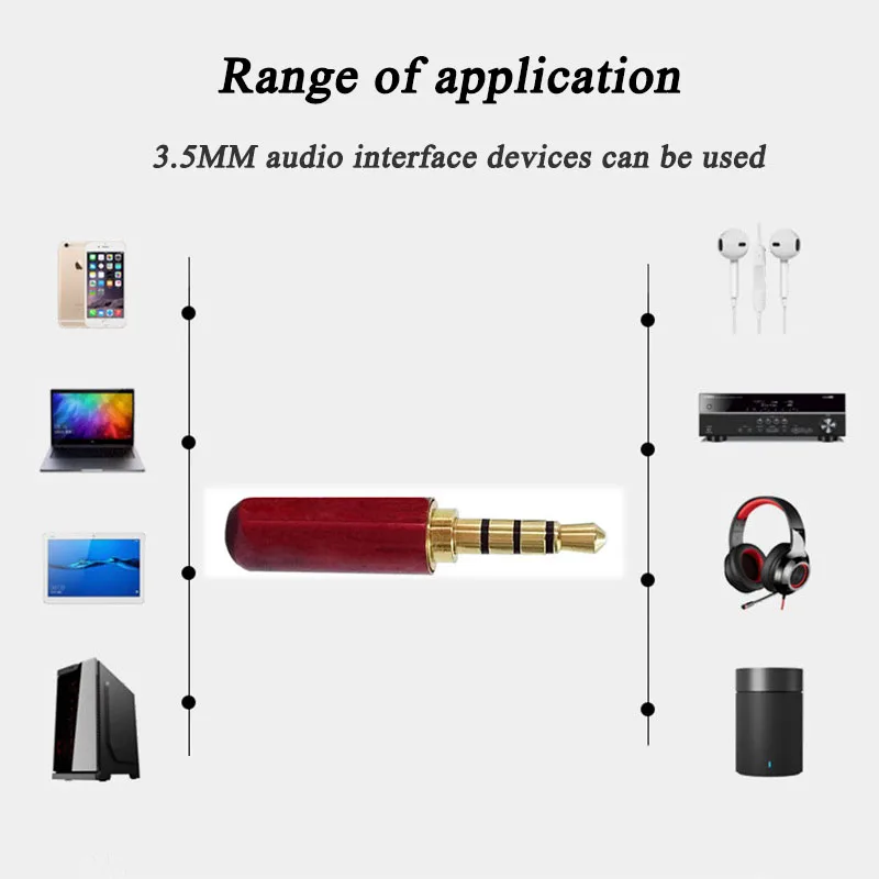 Позолоченный штекер для наушников 3 5 мм 2 шт. 4 полюсный проводной разъем сотового