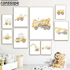 Игрушечный автомобиль Холст плакат для детской настенный художественный принт экскаватора модель крана Картины Nordic Плакаты изображением ребенка мальчиков Спальня украшения