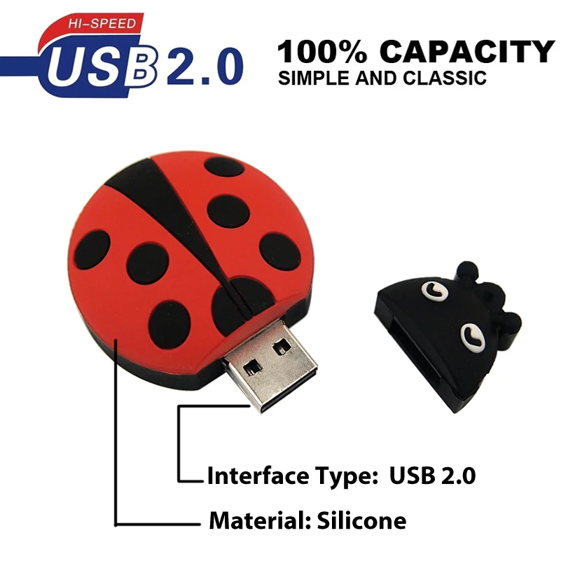 USB флеш накопитель милый Божья коровка 32 ГБ флешки 64 Гб Memoria Stick Beetle 128 Мб карта