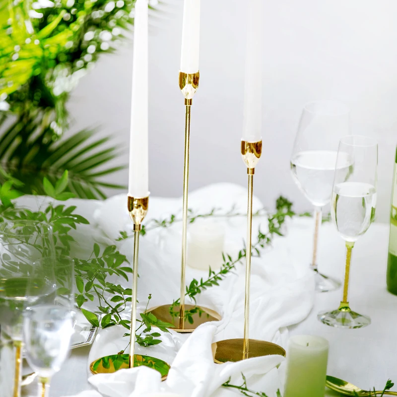 Скандинавский Романтический Золотой подсвечник для ужина при свечах домашний