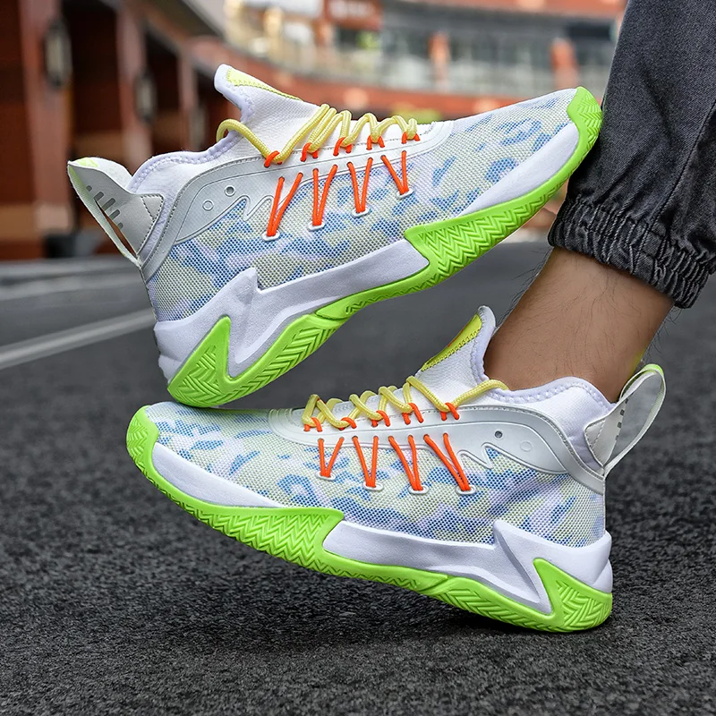 Дышащая амортизирующая Нескользящая светильник Мужская баскетбольная обувь