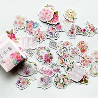 50 pcsbox floral flowers collection paper stickers diy decorative diary notebook stick label