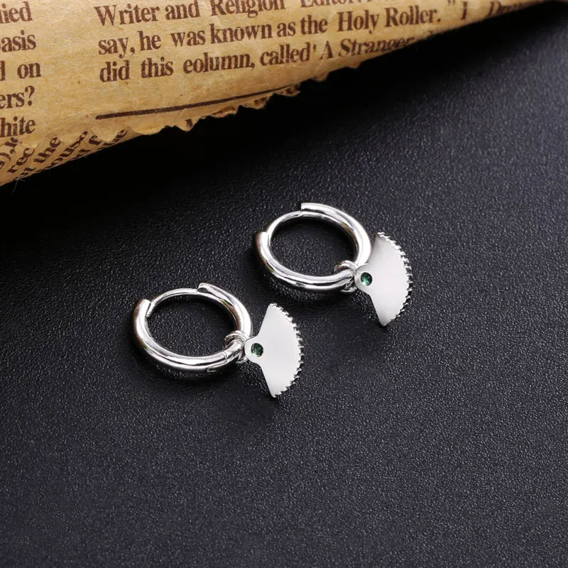 

Moonmory 925 Sterling Silver Hoop Earrings For Women 2020 Trendy Shell Emerald Green CZ Zircon Hanging Jewelry Christmas Gifts