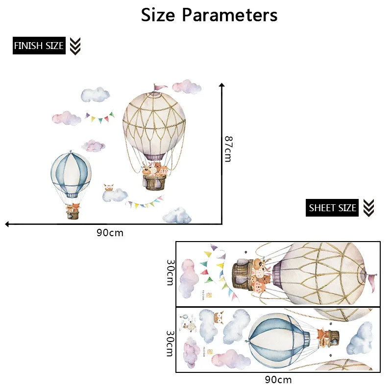 

kids room wall sticker hot air balloon with could removable cartoon baby bedroom nursery wall art decal