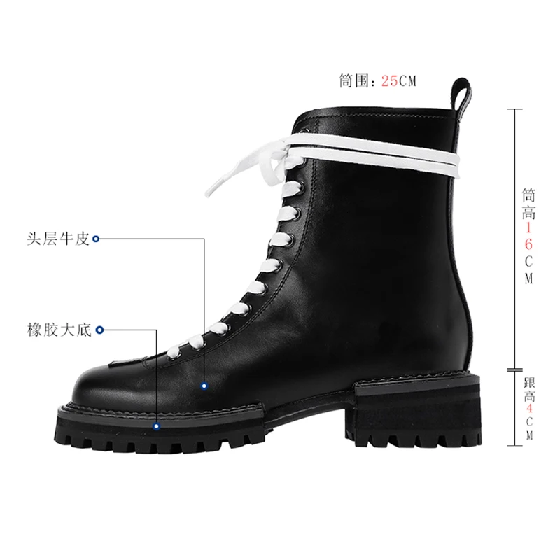

2020 Newest Motorcycle Boots Women Square Toe Lace Up Side Zipper High Heel Boots Female Fashion Ankle Boots