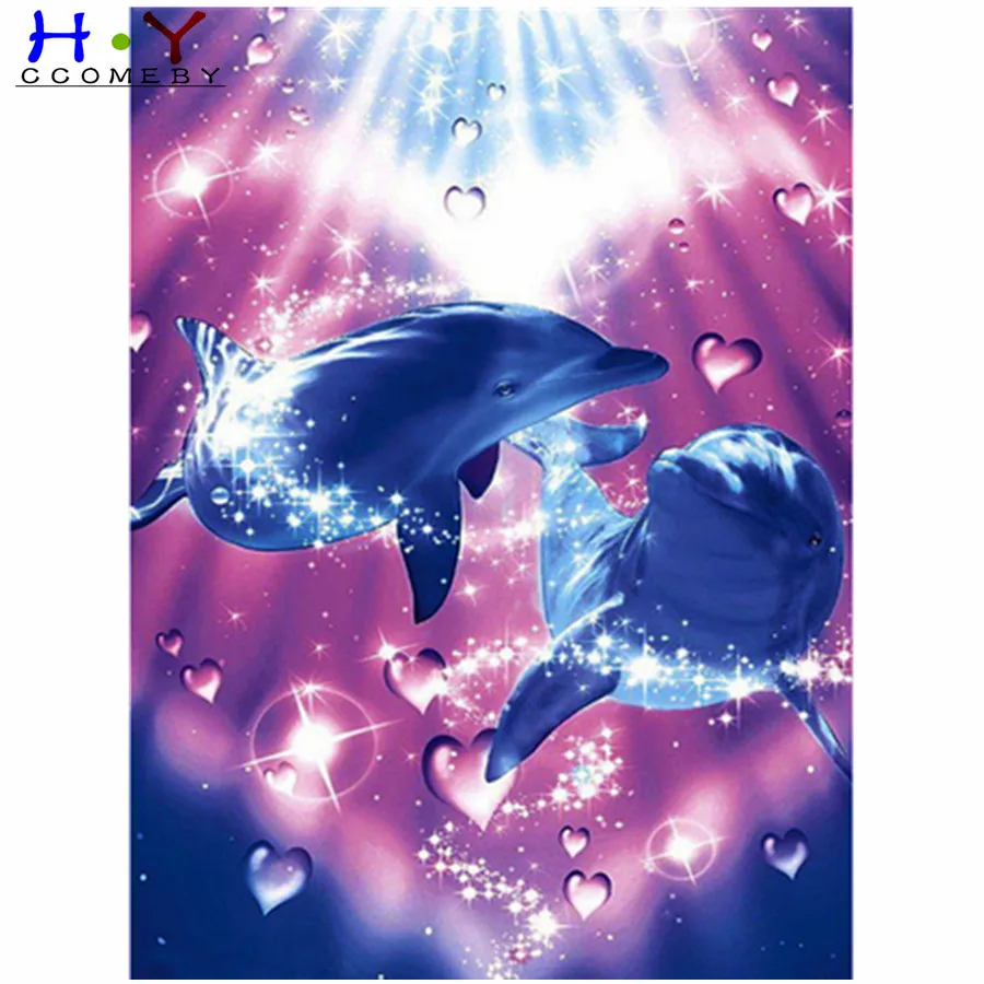

Full Square Drill 5D DIY Diamond Painting Dolphin Diamond Embroidery Cross Stitch Animals Rhinestone Mosaic Home Decor