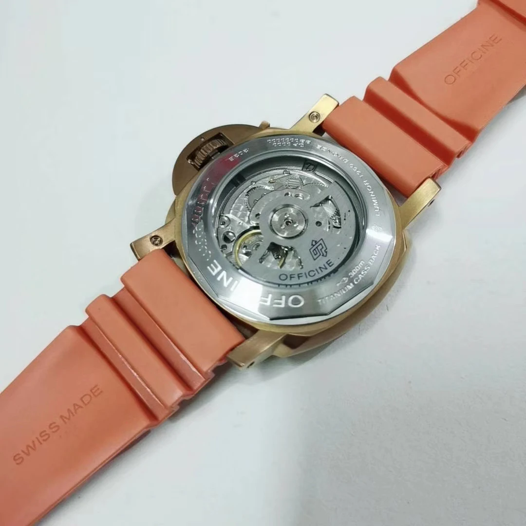 

Classic Men Automatic Mechanical Bronzo Ceramic Bezel Orange Rubber Stainless Steel 3 Days 1950 Watch Bronze Luminous 47mm