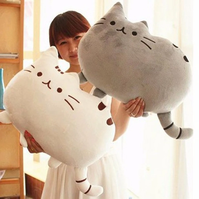 

Kawaii Cat Pillow with Zipper Only Skin Without PP Cotton Biscuits Plush Animal Doll 40*30cm Pillow Toys Big Cushion Cover Gift