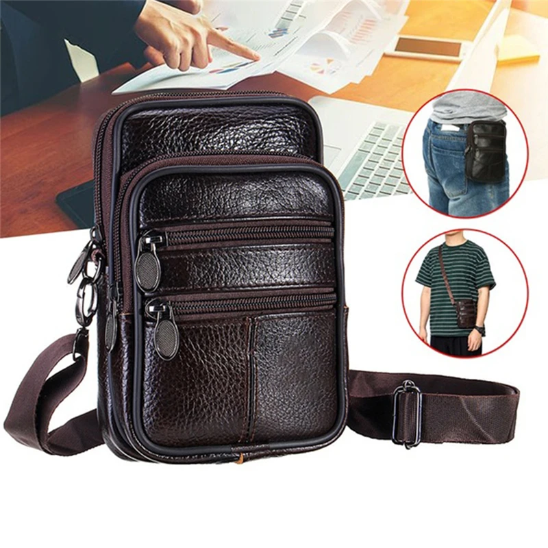 

New Man Waist Bag Crossbody Shoulder Multi-function Men Phone Large Capacity PU Leather For Man Messenger Tote Bag