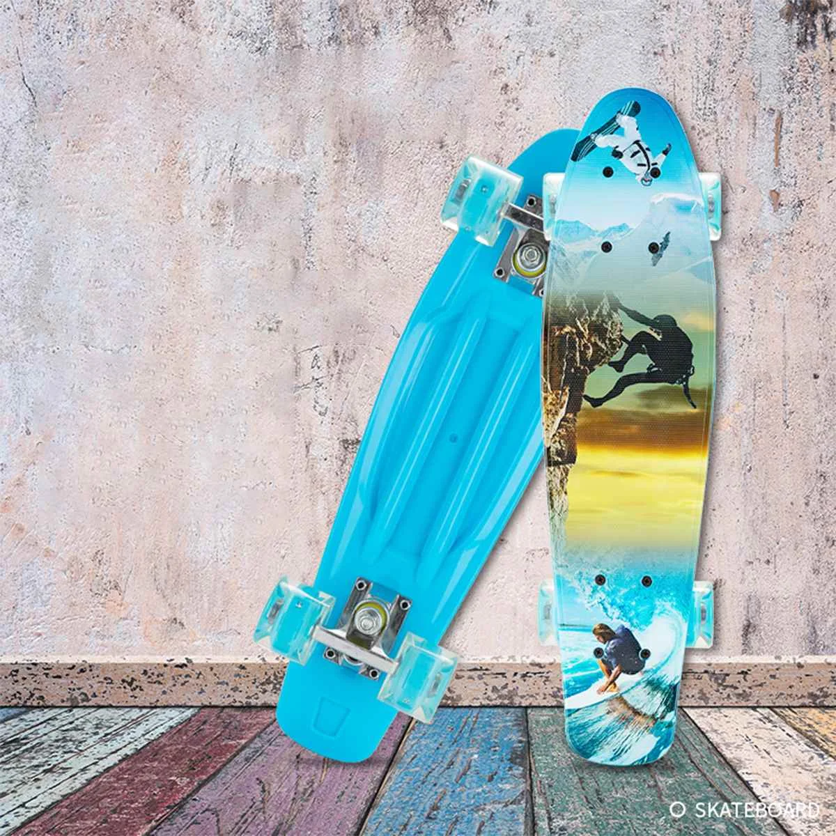 

1PC 22 Inch Skateboard Mini Cruiser Board With Flashing Wheel Chrome Steel Bearing For Kids Beginner Outdoor Sport Skate
