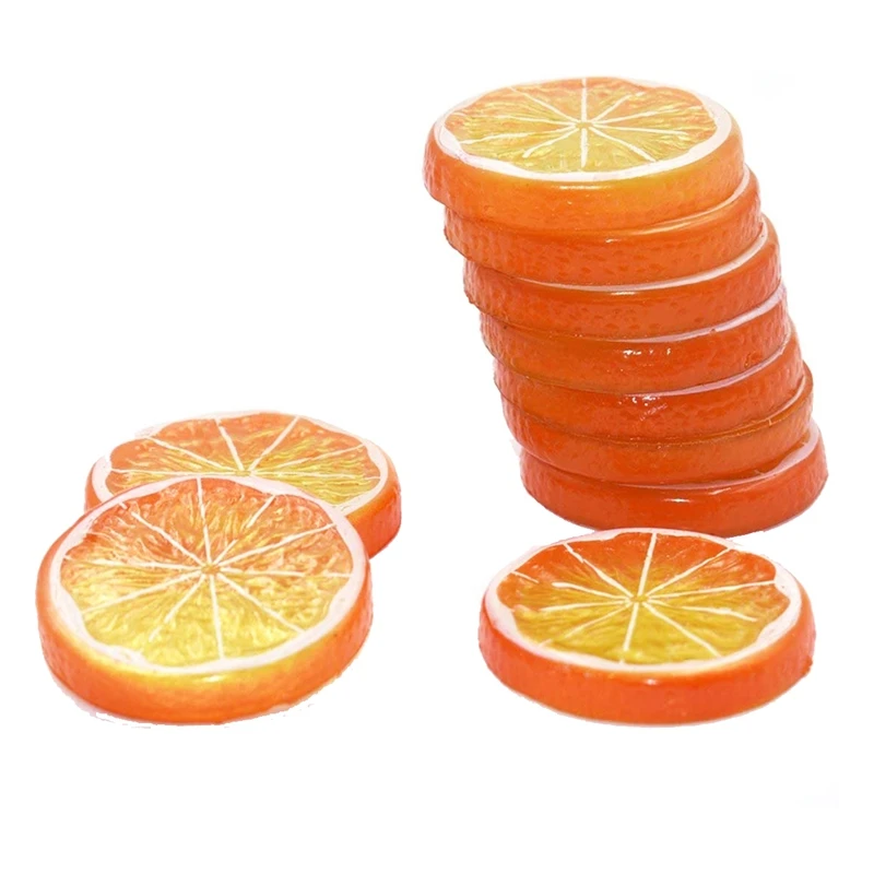 

10 Pcs Fake Lemon Slice Artificial Fruit Highly Simulation Lifelike Model for Home Party Decoration Orange