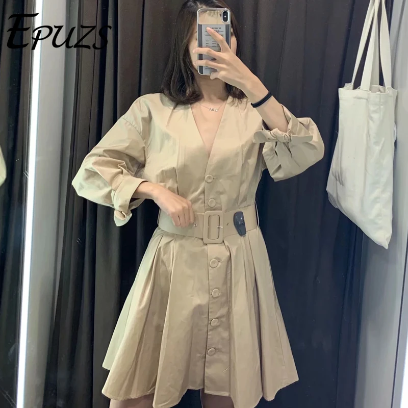 Сексуальное офисное платье с v-образным вырезом мини-платье цвета хаки женское