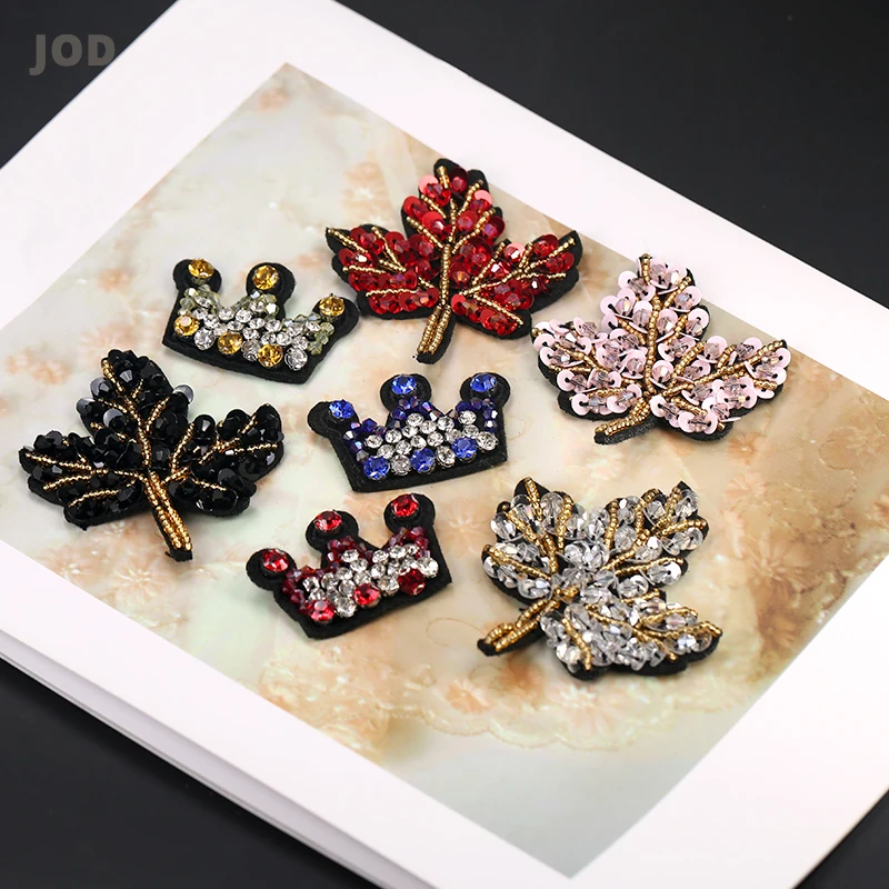 Кленовый лист Корона блесток вышитые патчи для платья патч полосы одежды значки