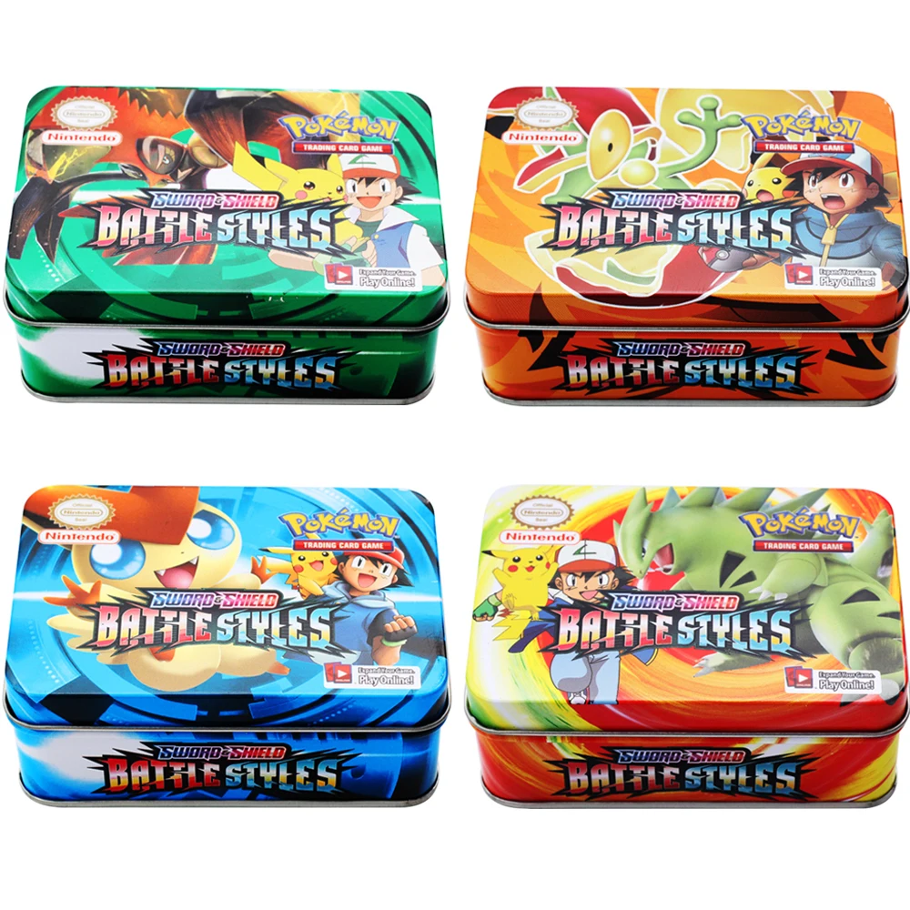 

Pokemon Cards Iron Box TAKARA TOMY Games Battle Styles Collectibles Game Collection Anime Cards for Children Gift