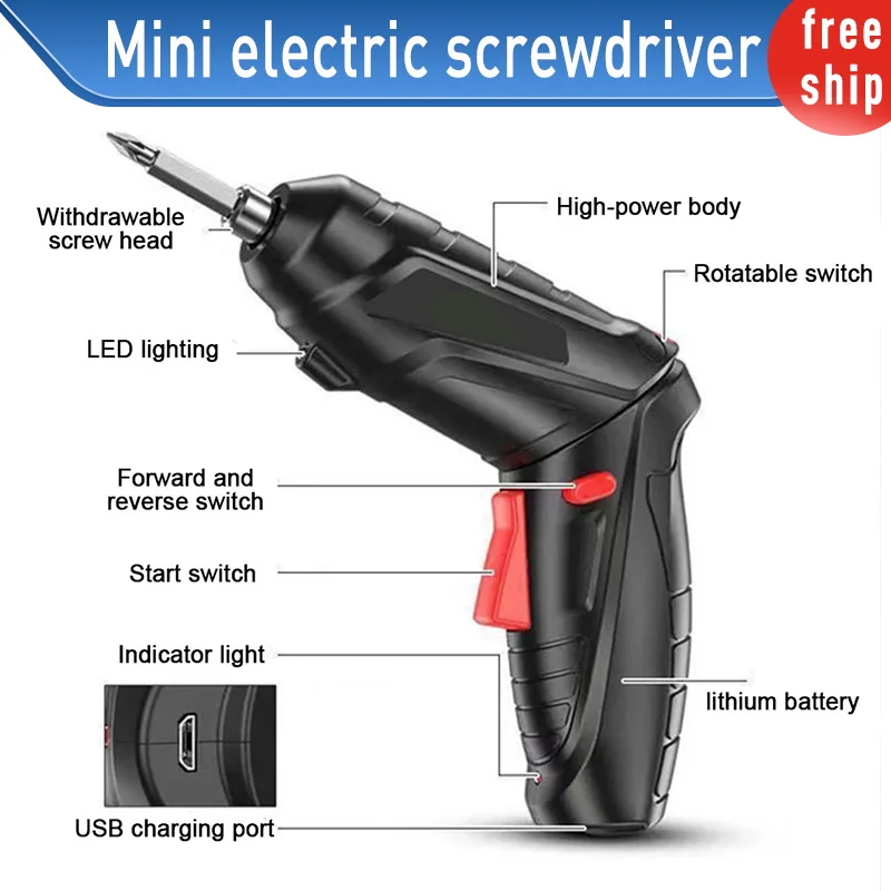 Small electric Screwdriver Multifunctional usb Rechargeable Cordless Drill Mini Electric | Инструменты