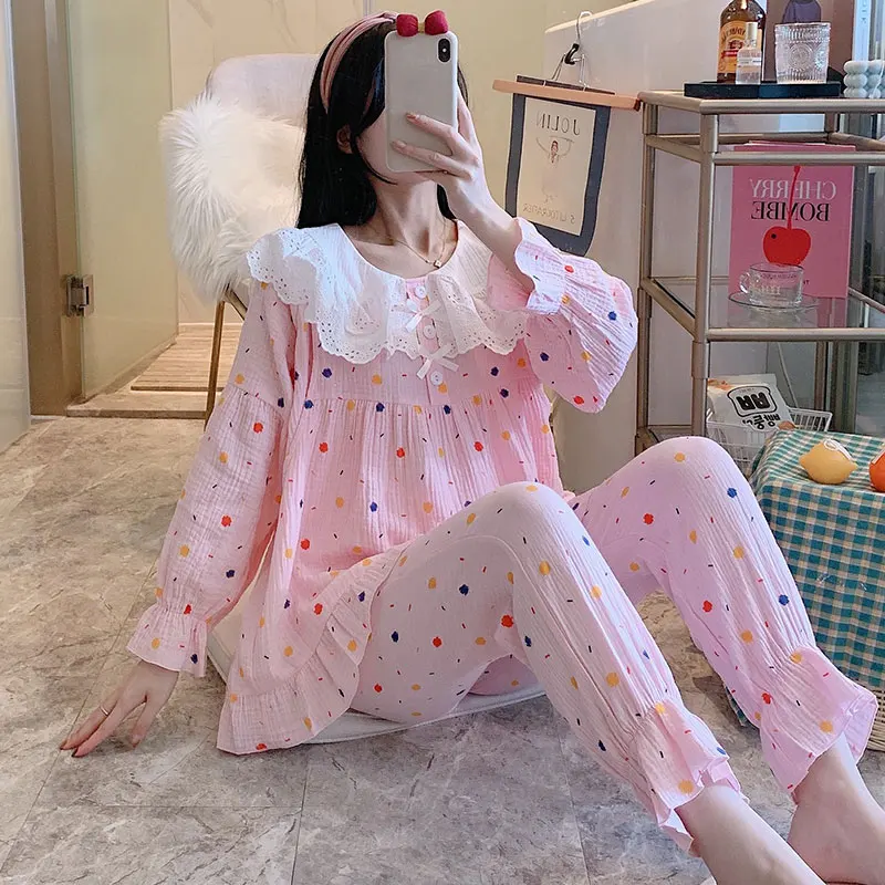 Пижама для грудного вскармливания из 100% хлопка тонкая Удобная дышащая ночная