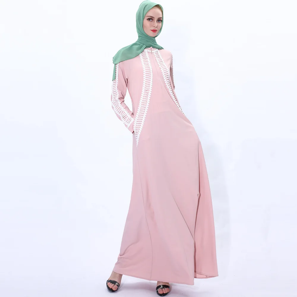 Elegant Abaya Dress Women Splice Simple Modest Muslim Dresses Kimono Elbise Turkey Islamic Moroccan Kaftan Jibab Hijab Vestidos |
