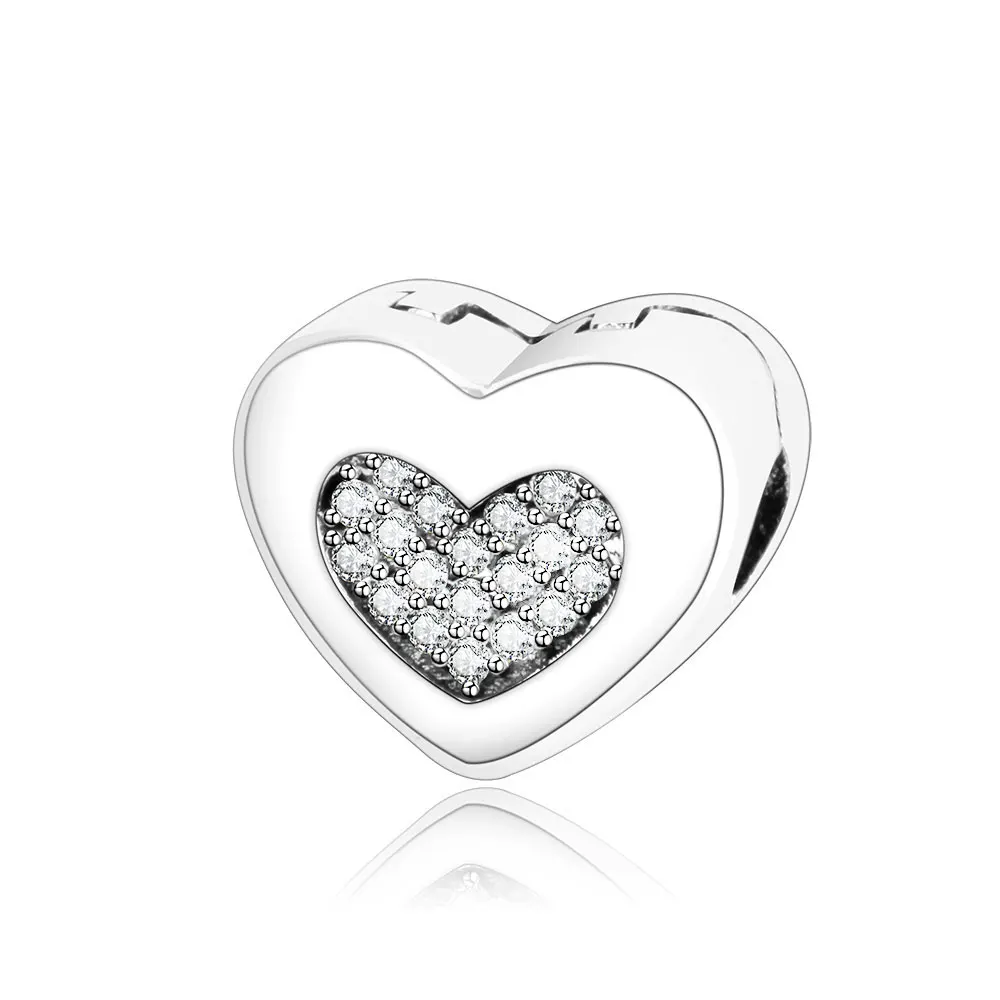 

Fit Original Pandora Charm Bracelets & Necklaces 100% 925 Sterling Silver Steady Heart Stopper Clip Charms Beads DIY Accessories
